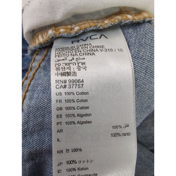 RVCA Valley Jean Shorts Womens 27 Blue Denim Exposed Zipper Festival Beach - Picture 7 of 12